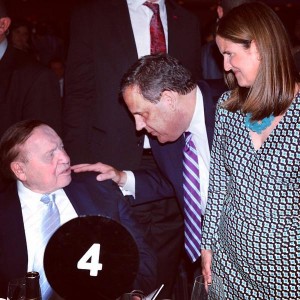 Sheldon Adelson with Chris Christie and Christie's wife Mary Pat at Rabbi Boteach event June 2, 2015