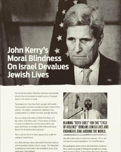Boteach's ad accusing John Kerry of anti-Semitism