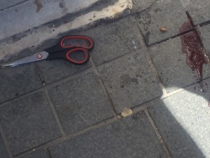 Scissors used by a Palestinian teenager in an attack Monday morning in Jerusalem. (Photo: Israeli Police)