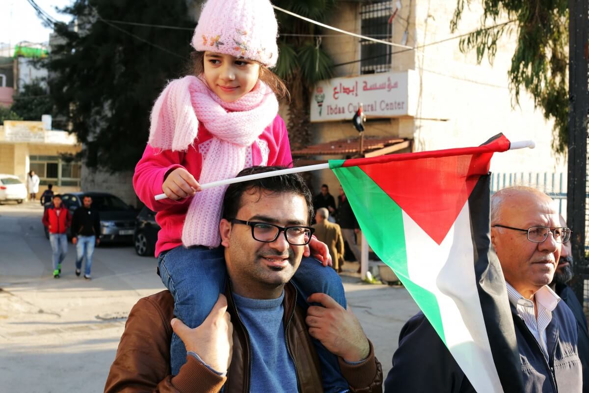 Unlike many protests in the occupied West Bank, women and children were more than welcome on Wednesday and took part in the commemoration. (Photo: Abed al Qaisi/Mondoweiss)