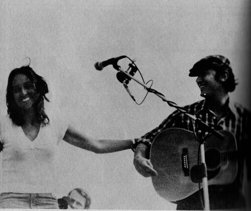 Joan Baez and Phil Ochs at The War Is Over rally