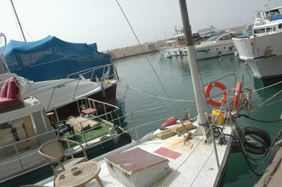 Boats docked at the Jaffa Port. (Photo: Allison Deger)