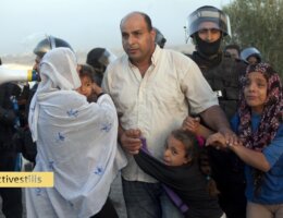 Members of the Al-Touri family as they are forcefully evacuated from their homes by Israeli riot police. Al-Arakib, July 2010