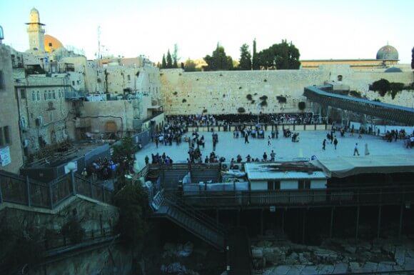 Overlooking the Western Wall and the Dome of the Rock, Jerusalem. (Photo: Allison Deger)