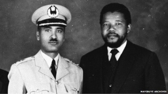 A young Nelson Mandela with Ethiopian General Tadesse Birru. (Photo: BBC via Mayibuye Archives)