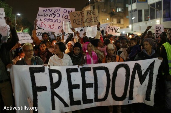 Marching in Tel Aviv.  December 28, 2013