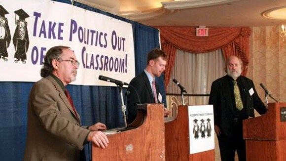 Cary Nelson (right) debating David Horowitz (left), back when they had something to debate.