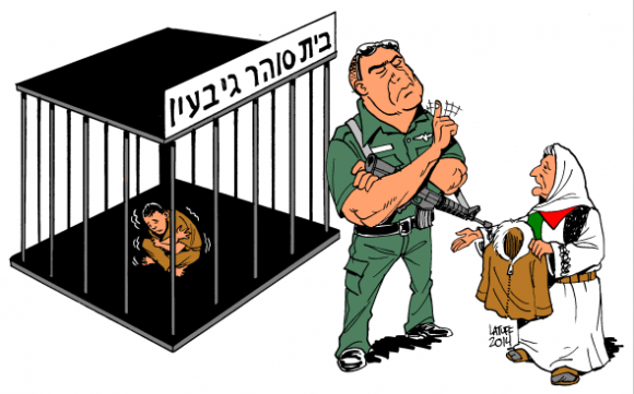  A #cartoon to @Mondoweiss – #Israel cages Palestinian children in outdoor during freezing storm