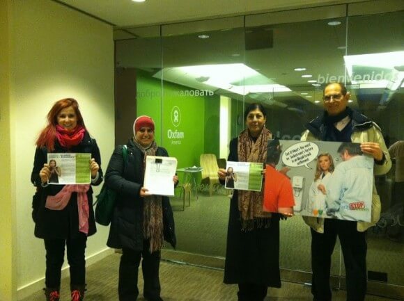 Activists at Oxfam America's office in Washington DC. (Photo: US Campaign to End the Israeli Occupation)
