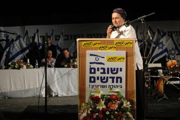 Daniella Weiss, speaking in area E1, 13 February 2014. (Photo: Allison Deger)