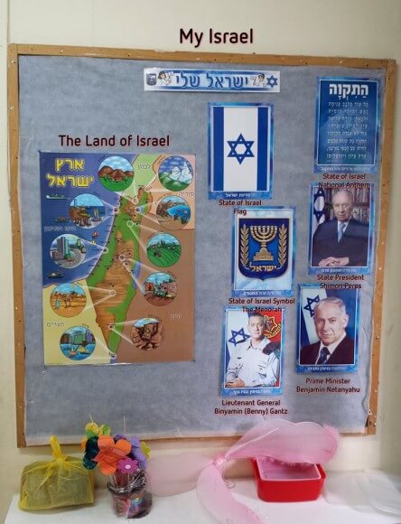 Photo at Ronnie Barkan's Facebook page, of Tel Aviv elementary school exhibit