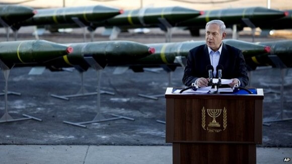 Mr Netanyahu compared the silence over Iran to the criticism Israel gets over its settlement construction (Photo AP)