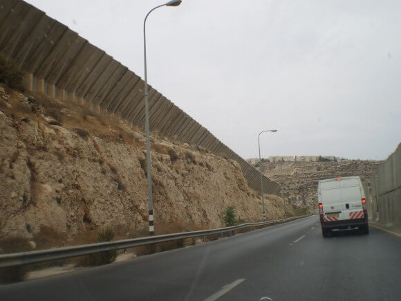 View of Gilo and wall separating Palestinian neighborhoods of Jerusalem