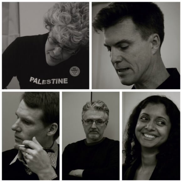 Top row (l-r): Sherry Wolf, Ashley Dawson Bottom row (l-r): Christopher Stone, Bill Mullen, Radhika Sainath. (Photo: Öykü Tekten)