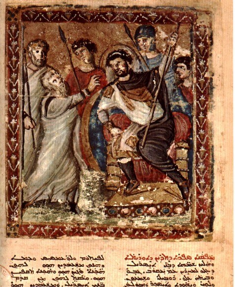 Moses before Pharaoh, from the Syriac bible 