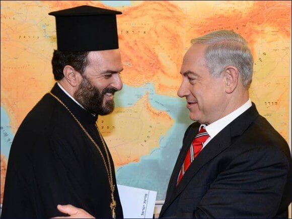 Prime Minister Benjamin Netanyahu and Father Gabriel Nadaf. (Photo: Israeli Government Press Office)