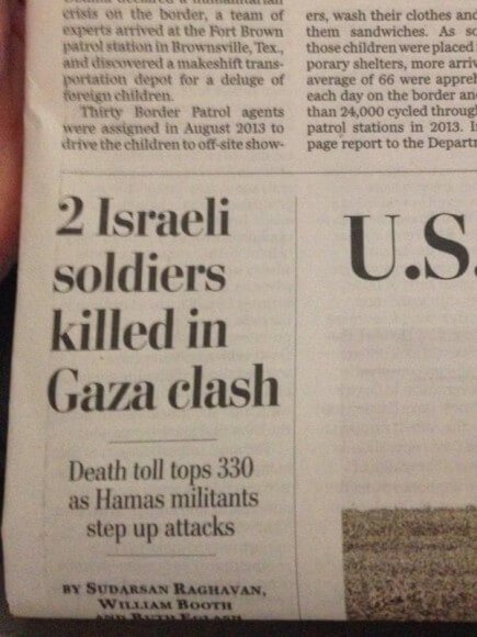 Front page headline, Washington Post