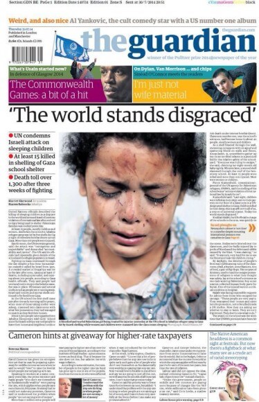 July 31 Guardian Front page