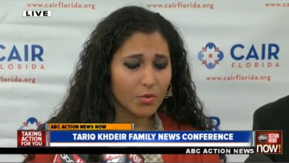 Sana Abu Khdeir addressing the CAIR press conference in Tampa, FL.