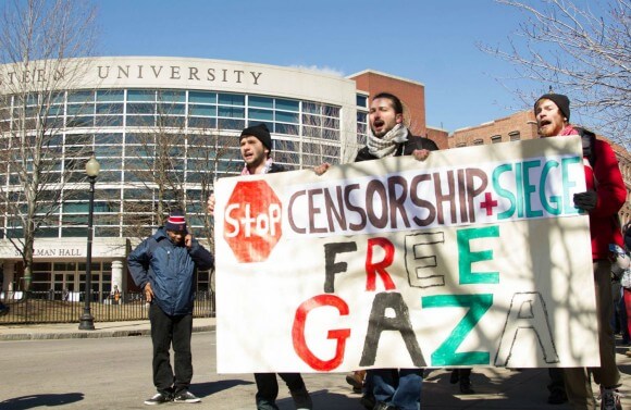 Northeastern chapter of Students for Justice in Palestine protesting censorship on campus. (Photo courtesy of Northeastern SJP)
