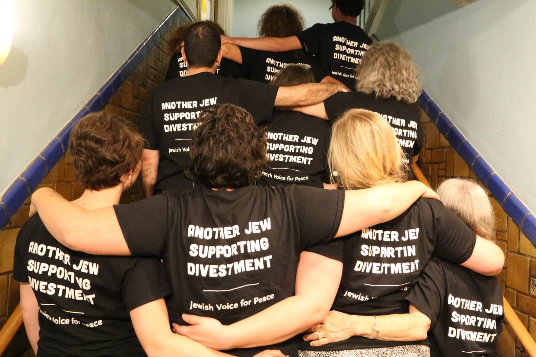 Part of the Jewish Voice for Peace delegation at the 221st Presbyterian General Assembly in Detroit who worked in solidarity with Presbyterian groups on divestment from companies profiting off the Israeli occupation.
