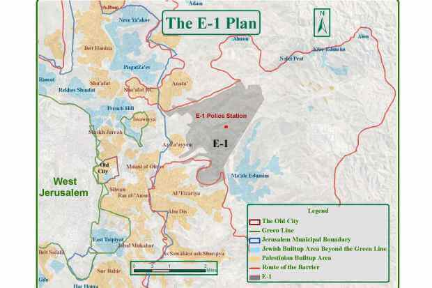 E1 map showing Issawiya and Anata to the west