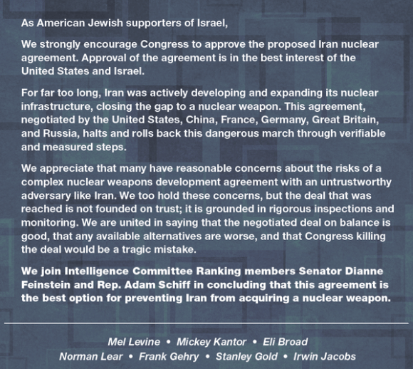 Ad in LA Jewish Journal from 98 prominent Hollywood Jews, tweeted by White House