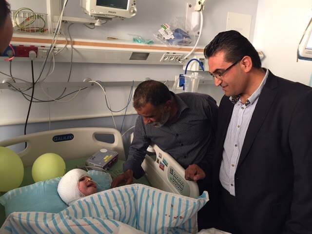 Ahmad Dawabshe being treated in Israel's Tel Hashomer hospital.
