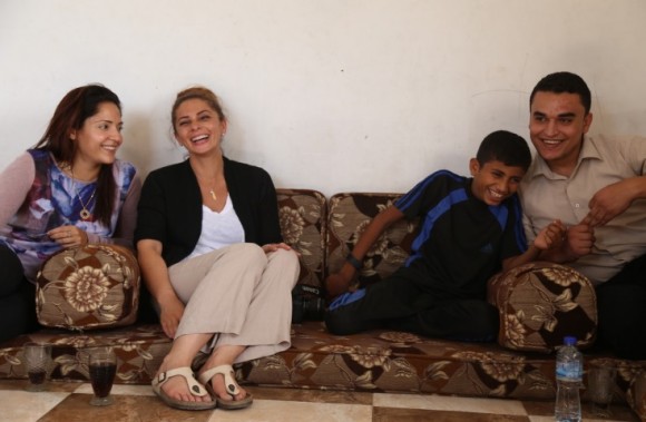 Dr. Bahar Al Hashemi and social workers from Gaza Community Mental Health Programme (GCMHP) visit Ibrahim's home in Rafah (photo: PCRF)