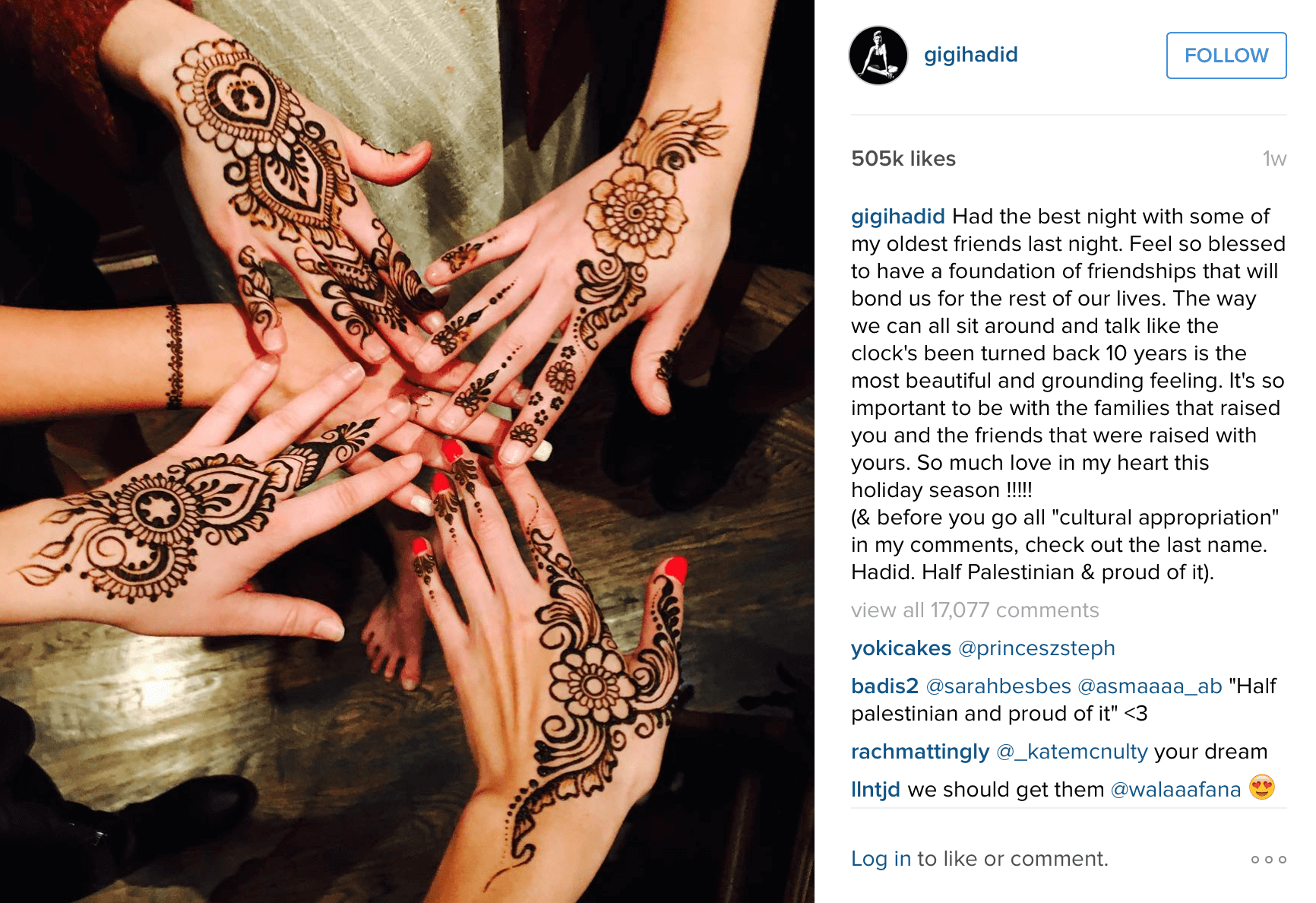 Gigi Hadid is half-Palestinian and "proud." (Photo: Instagram/Gigi Hadid)