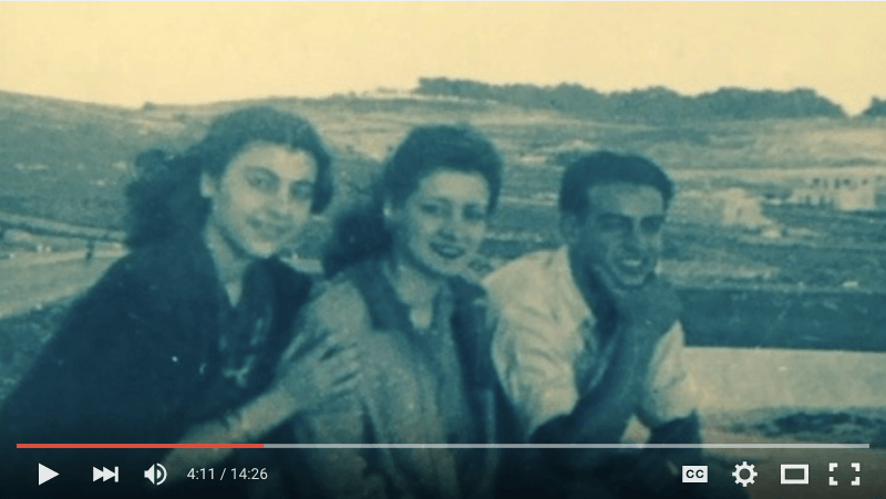 Tamara Ben-Halim's grandaunt, grandmother and granduncle with Palestine in the background. Screenshot: Hidden Spaces, Treasured Places | Tamara Ben-Halim | TEDxMünchen