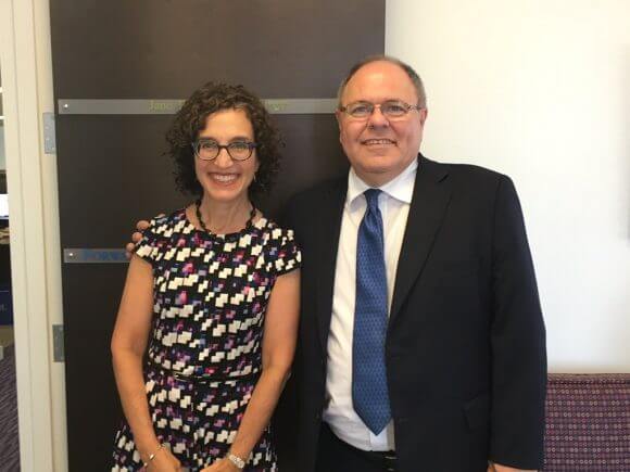 Forward editor Jane Eisner and Dani Dayan, consul general of Israel in New York