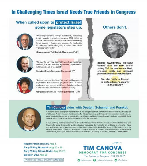Canova pamphlet attacking Wasserman Schultz from the right on Israel