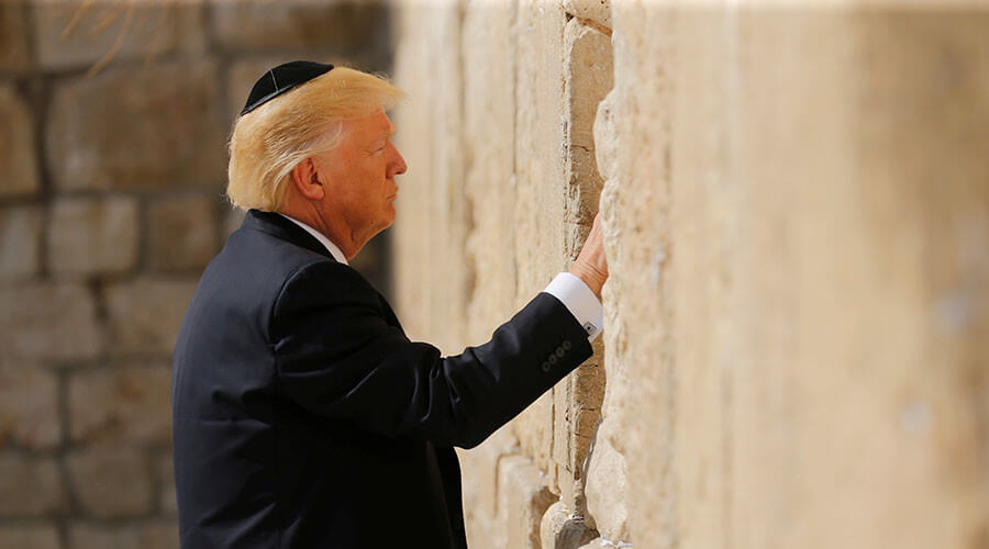 President Donald Trump visiting the Western Wall.