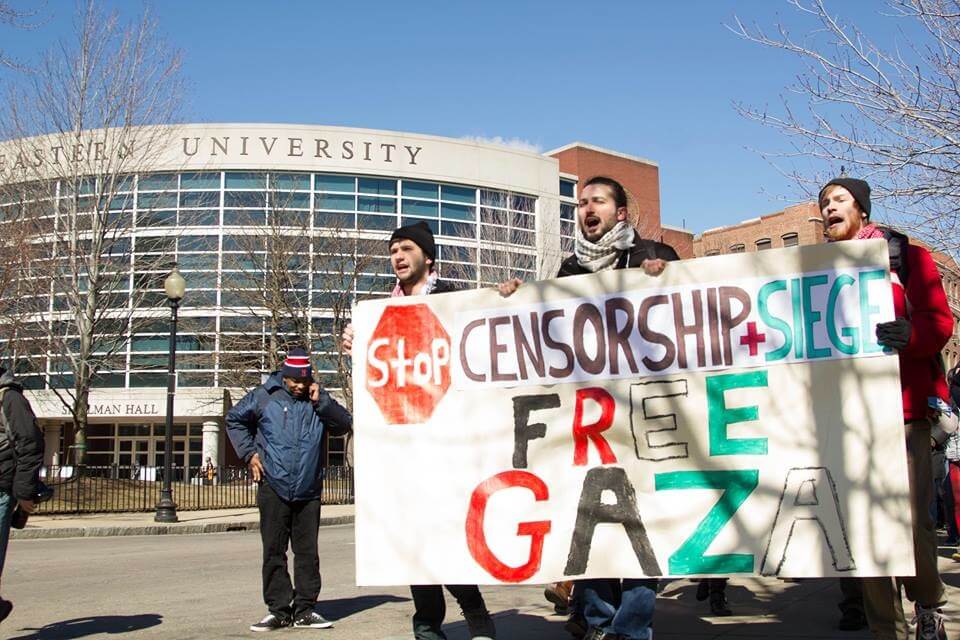 Palestinian rights protest in March 2014. (Photo: Northeastern SJP/ Facebook)