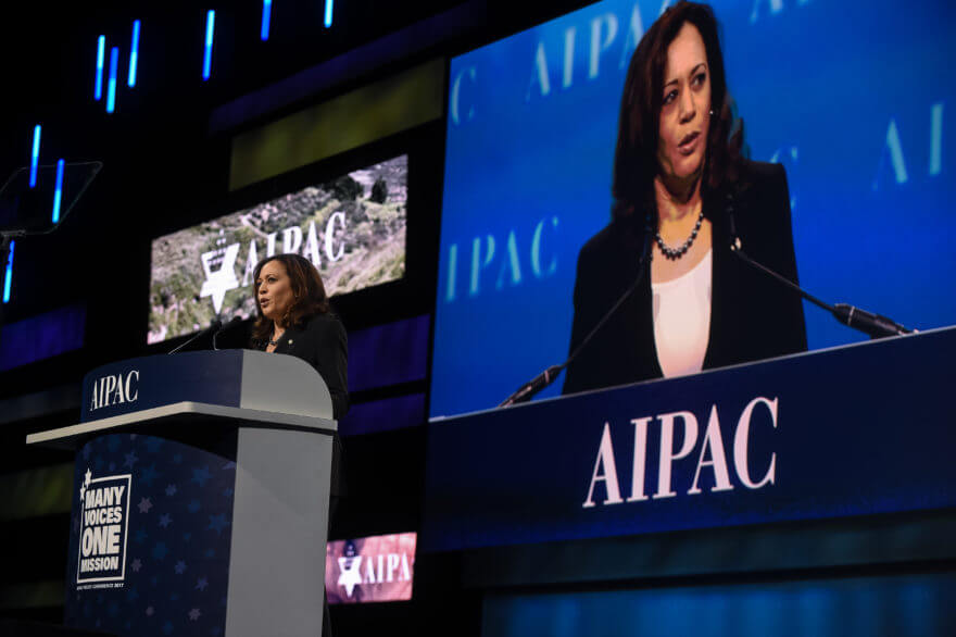 California Senator Kamala Harris speaks at the AIPAC policy conference in Washington, D.C., March 28, 2017. (Photo: AIPAC)