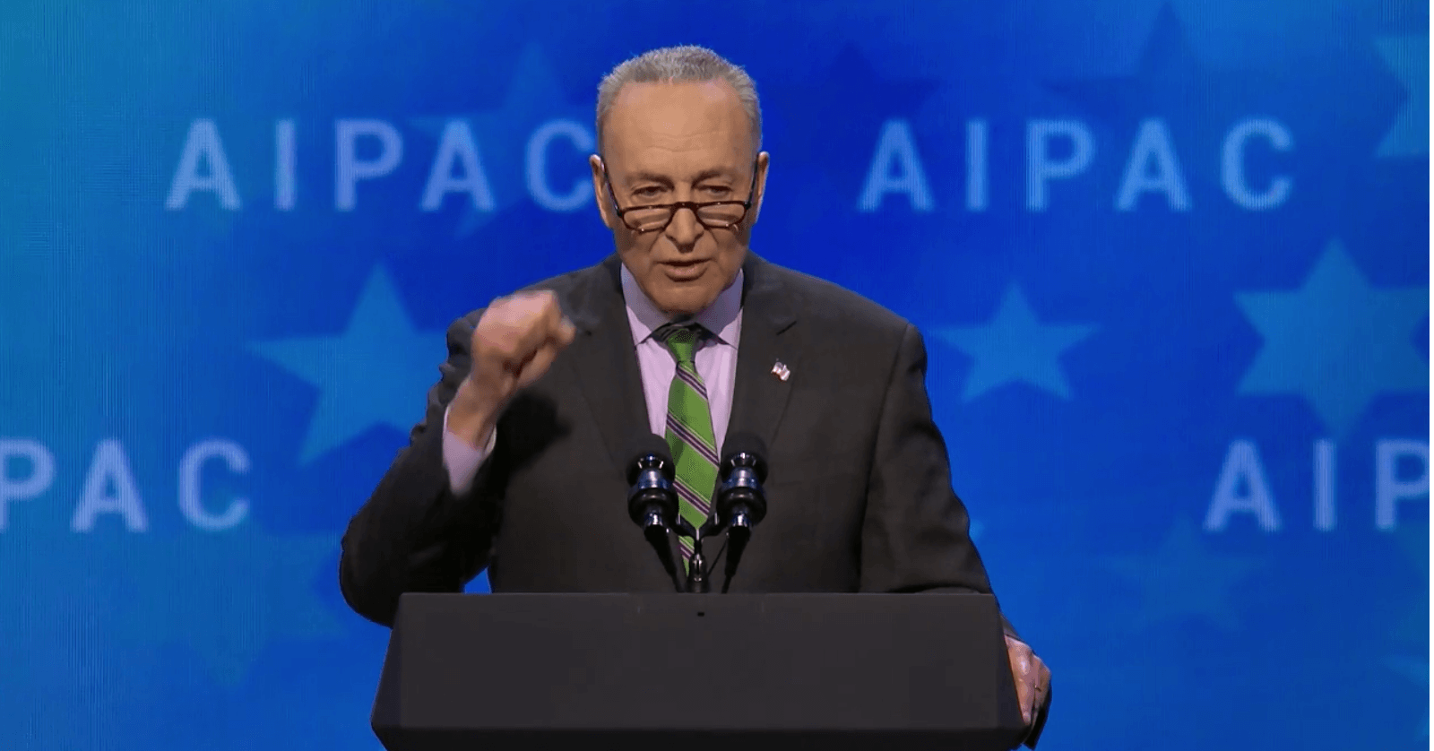 Sen. Chuck Schumer speaking at AIPAC, on March 5, 2018.