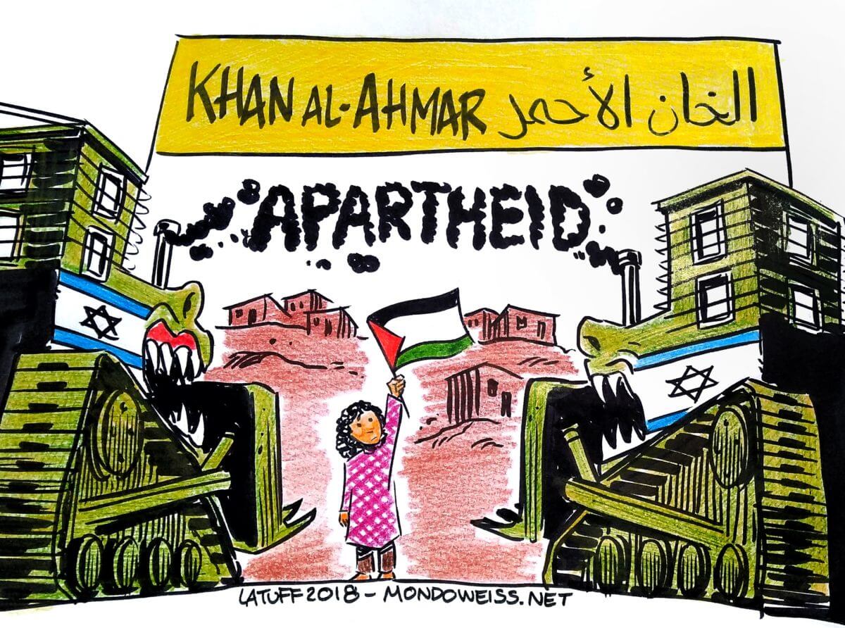 Carlos Latuff on the demolition of the Bedouin village of Khan al-Ahmar, east of Jerusalem.
