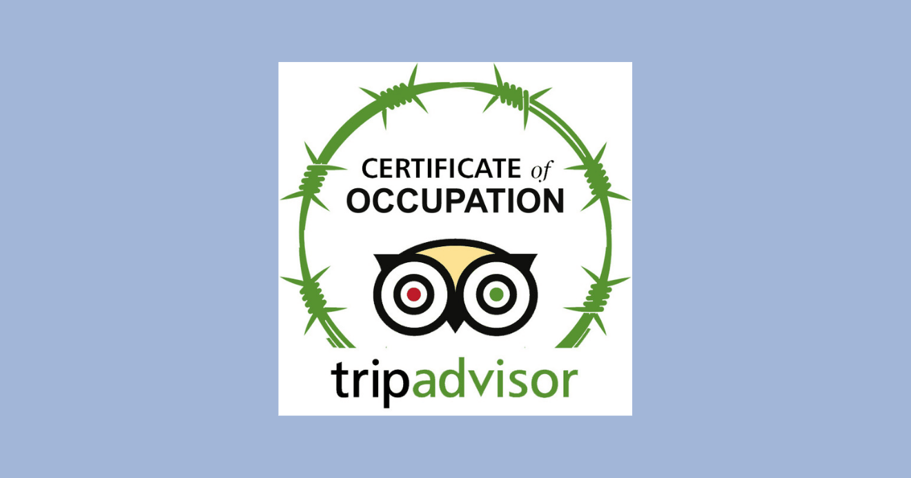 Logo from the new Amnesty International campaign to get TripAdvisor to stop listing in Israeli settlements. (Image: Amnesty International)