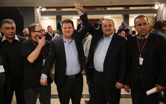 Ayman Odeh and Ahmad Tibi celebrate their Taal-Hadash list, splitting off from the Joint List