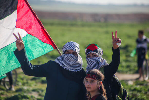 Palestinian protesters at the Great March of Return in Jabalia in the northern Gaza Strip, March 08, 2019.