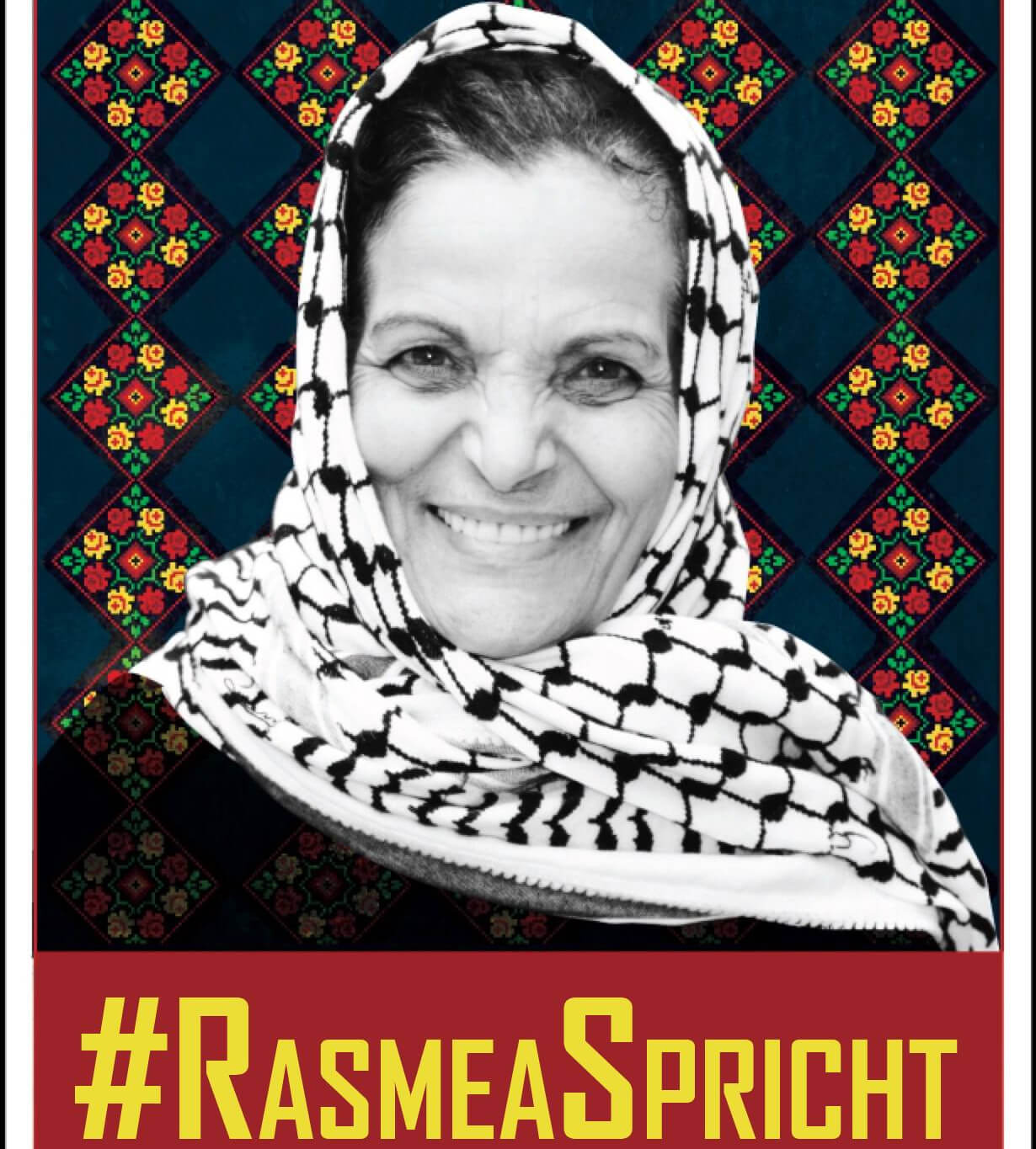 Logo for the Rasmea Spricht (Rasmea Speaks) campaign.