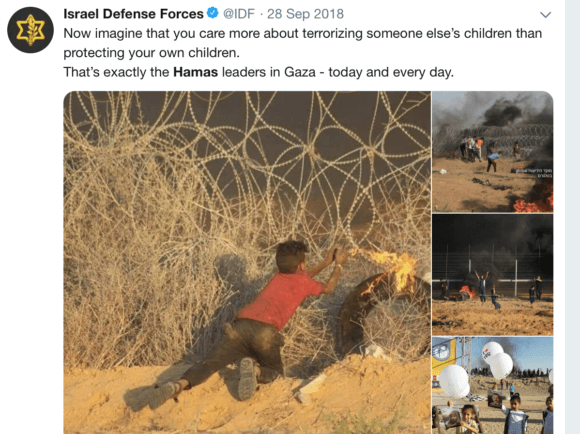 Israeli military blames Hamas for putting children at risk during the Great March of Return