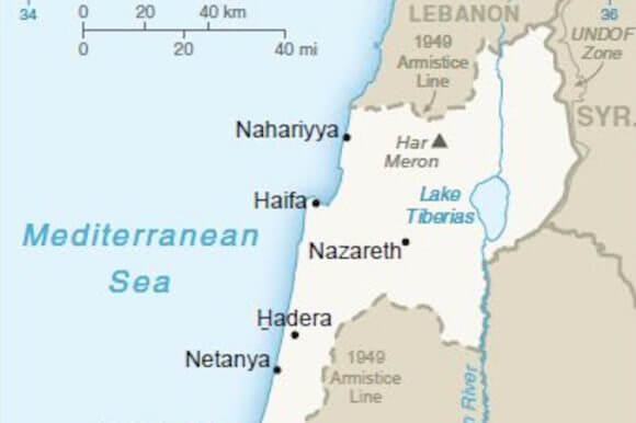 A portion of a map released by the Trump administration that shows the Golan Heights as part of the state of Israel.