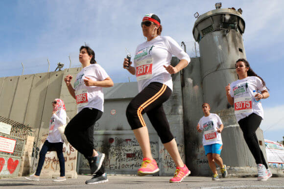 Runners participating in the 2019 Palestine Marathon.