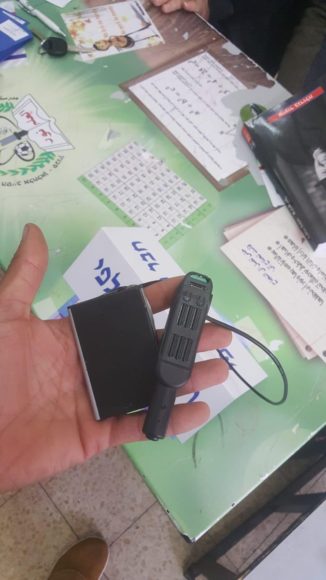 Secret cameras uncovered at polling stations in Palestinians towns in Israel. (Photo: Twitter)