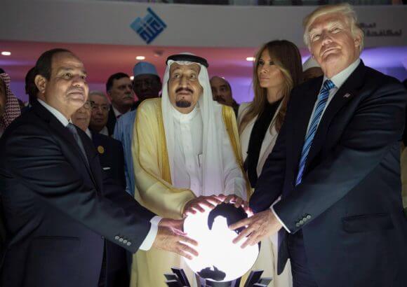 From left, President Abdel Fattah el-Sisi of Egypt, King Salman of Saudi Arabia, Melania Trump and President Trump during the opening of an anti-extremist center in Riyadh, Saudi Arabia. (Photo: Saudi Press Agency)