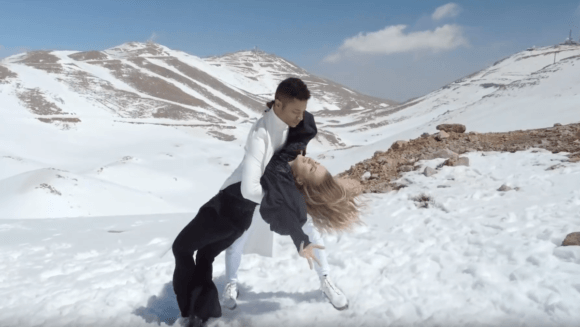 The Romanian entry to the 2019 Eurovision Song Contest shown during their intro video on Mount Hermon in the occupied Golan Heights.