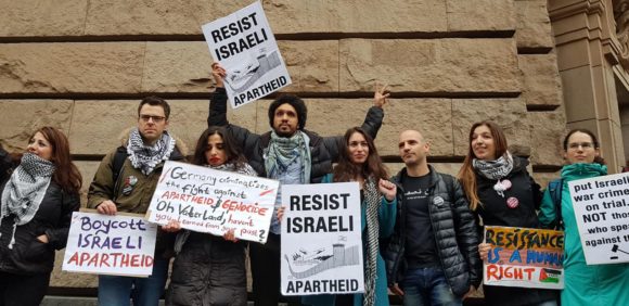 The Humboldt Three with supporters outside the Berlin courthouse. March 4th, 2019. (Photo: Jamy Jamel)
