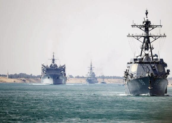 The Abraham Lincoln Carrier Strike Group transits the Suez Canal, May 9, 2019. (Photo: Petty Officer 3rd Class Darion Chanelle Triplett/US Navy)